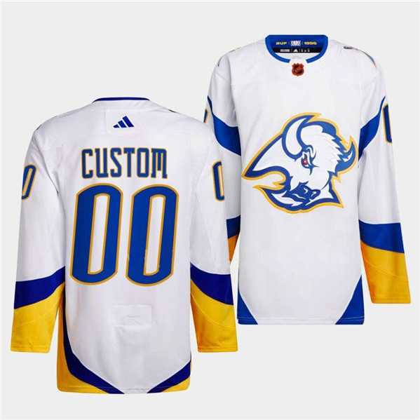 Mens Buffalo Sabres Custom White 2022-23 Reverse Retro Stitched Jersey